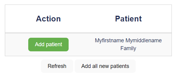 The image shows how to add a patient