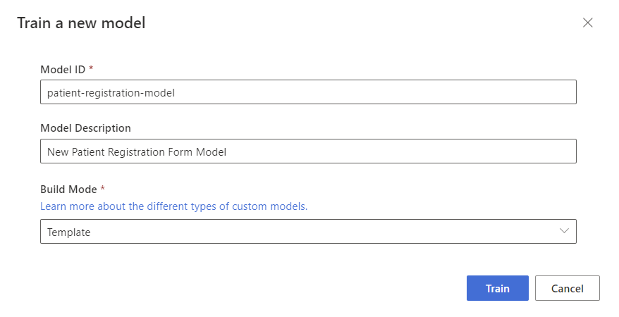 Train model dialog